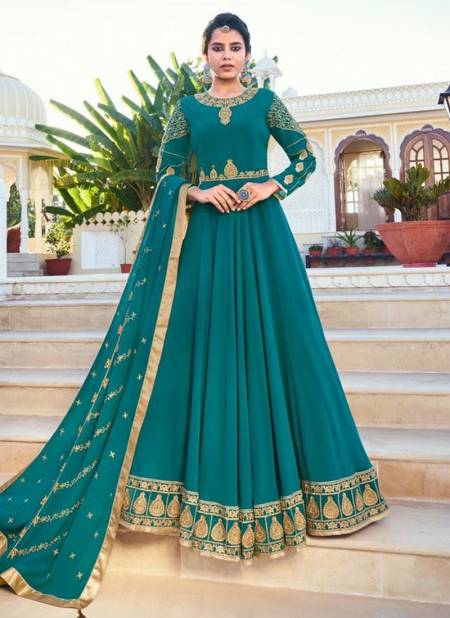 Sea Green Colour New Designer Wedding Wear Readymade Heavy Suit Collection 595